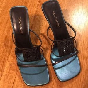 Blue, beaded sandals